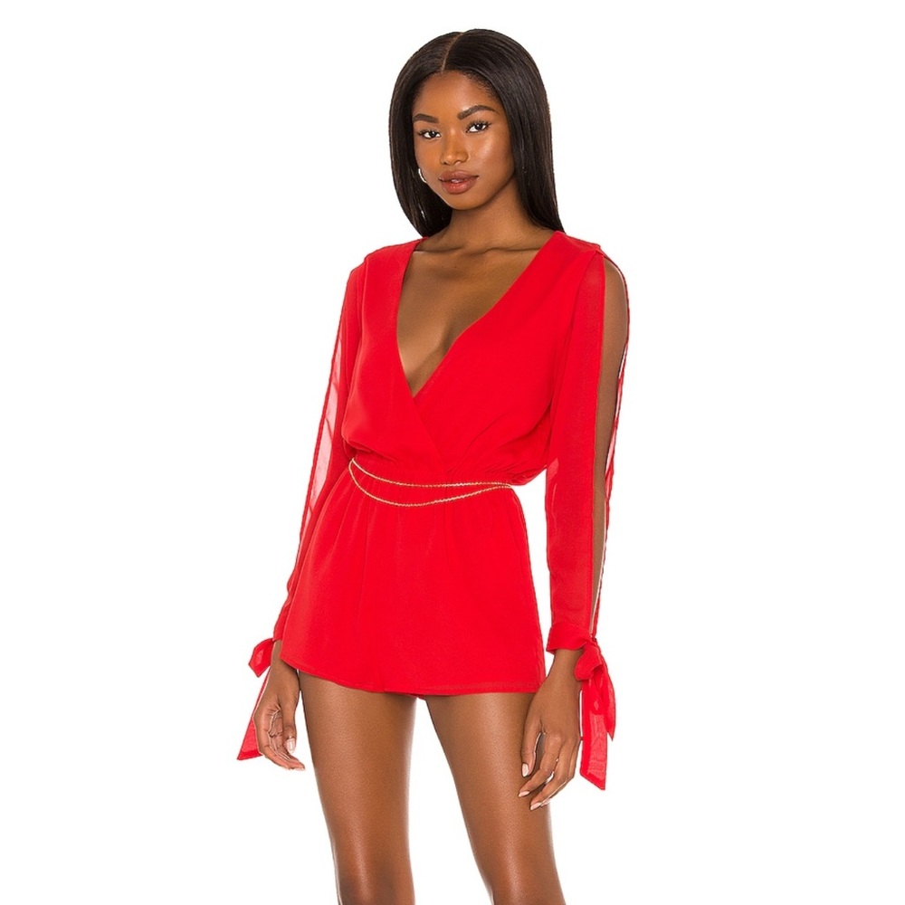 Red Superdown Jocelyn romper, size S